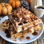 Bacon Maple Pumpkin Spice Waffles with Creamy Maple Drizzle — restaurant-quality recipe photo