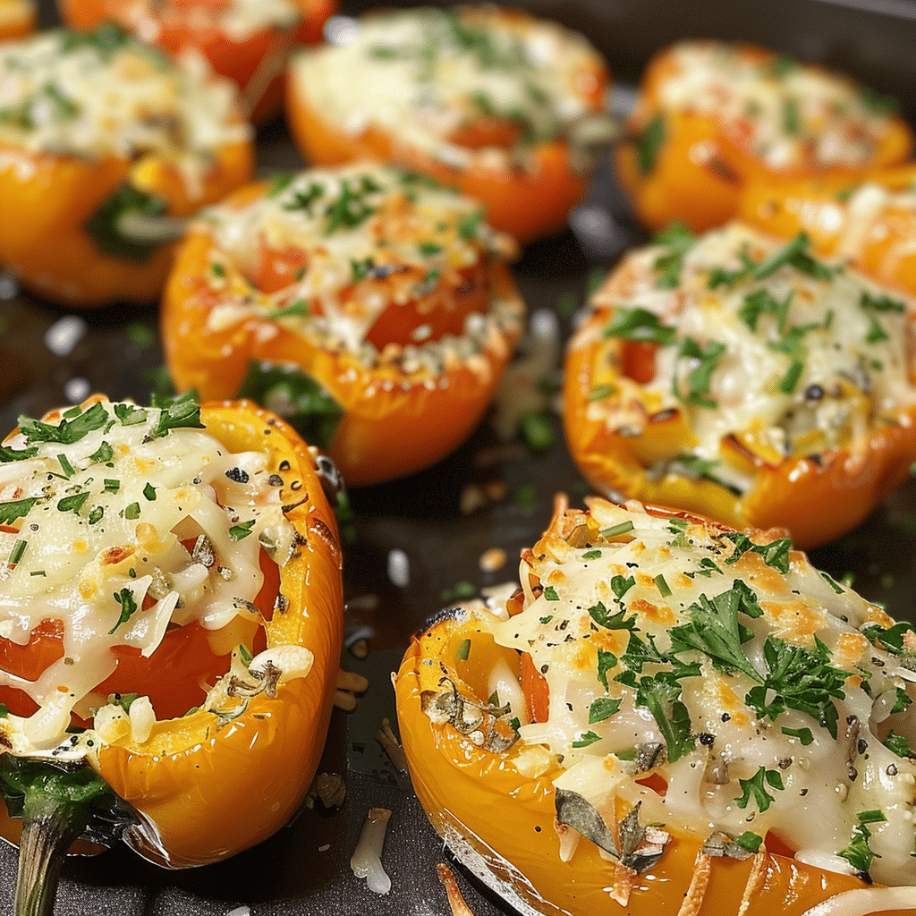 How to make Cheesy Garlic Herb Stuffed Mini Peppers — key cooking step