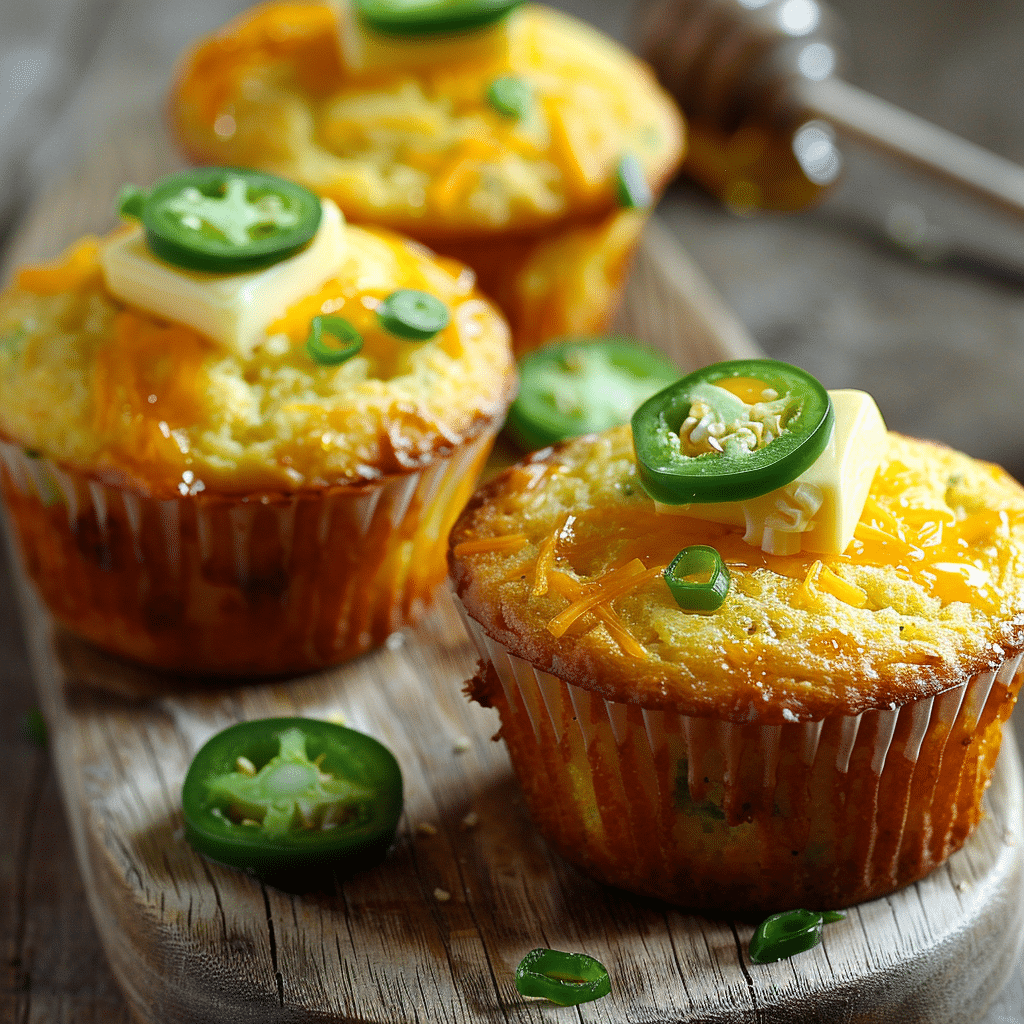 How to make Cheesy Jalapeño Cornbread Muffins with Honey Butter Spread — key cooking step