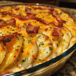 Creamy Bacon Cheddar Potato Bake with Garlic Crunch — restaurant-quality recipe photo