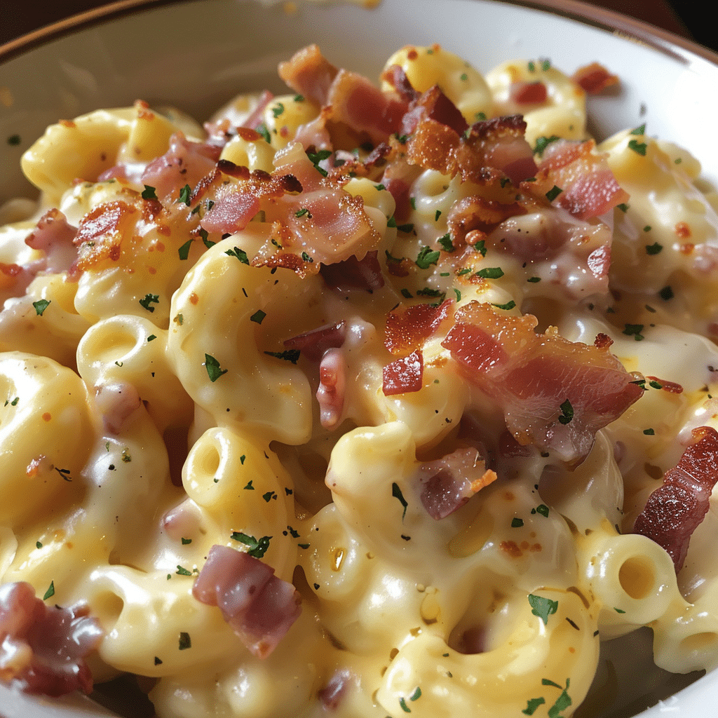 How to make Creamy Mac & Cheese with Smoky Bacon Swirls — key cooking step