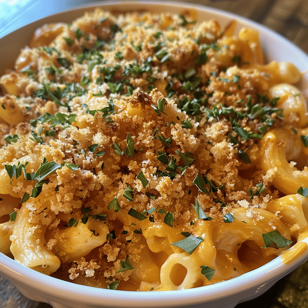 Creamy Pumpkin Mac & Cheese with Savory Herb Crumble — restaurant-quality recipe photo