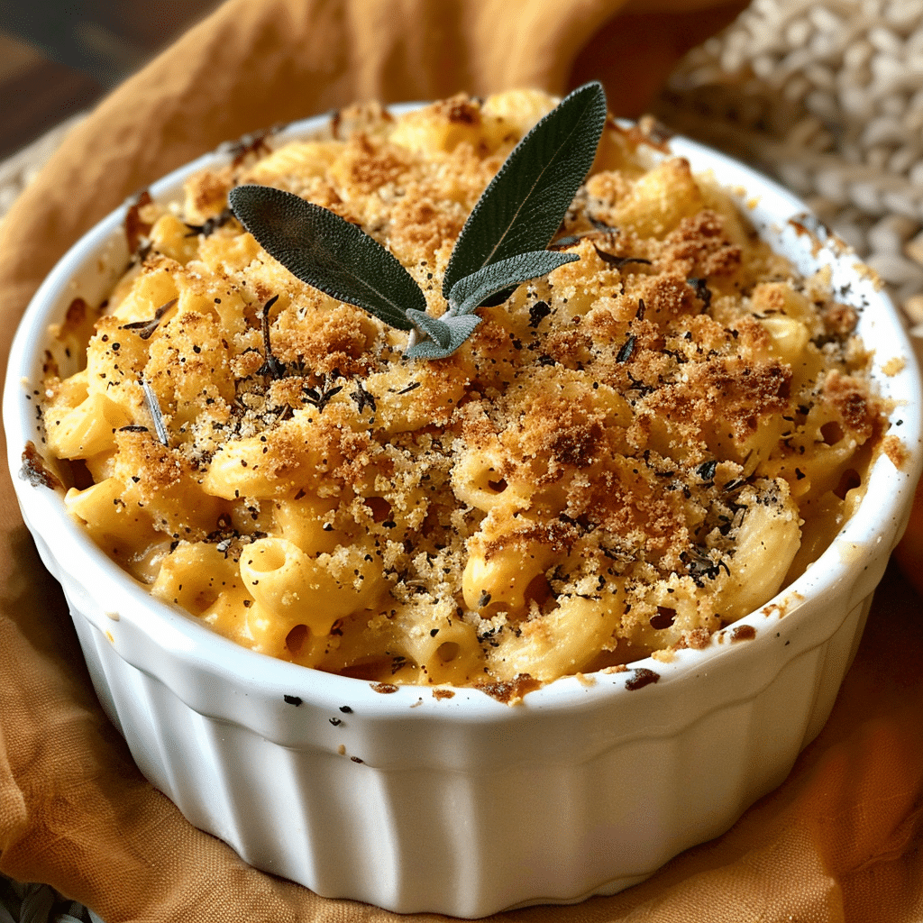Creamy Pumpkin Mac 'n' Cheese with Crispy Sage Topping — restaurant-quality recipe photo