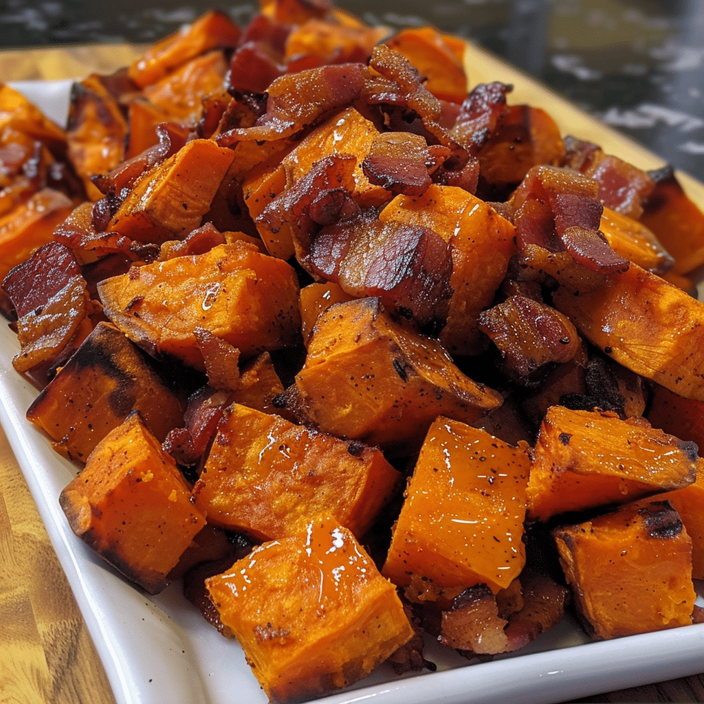 How to make Crispy Bacon Maple Glazed Sweet Potato Bites — key cooking step