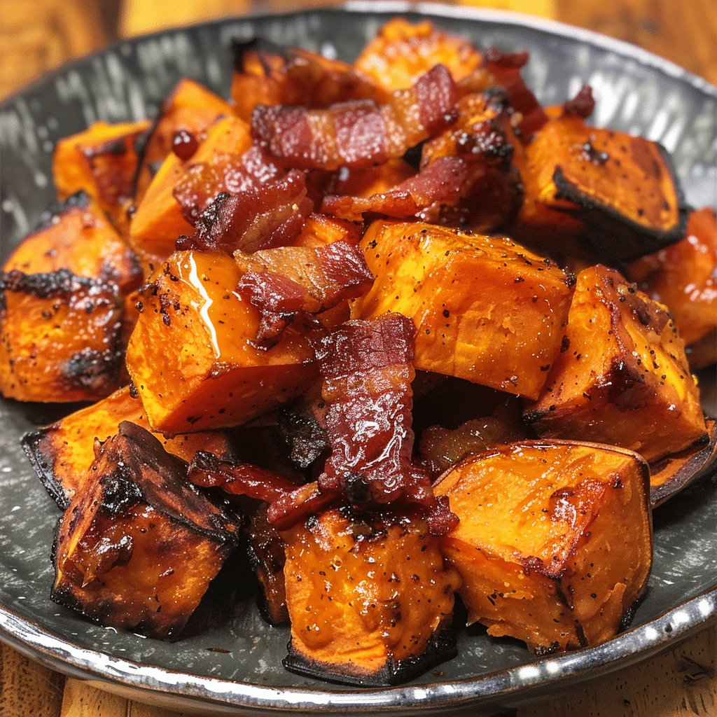 Crispy Bacon Maple Glazed Sweet Potato Bites — restaurant-quality recipe photo