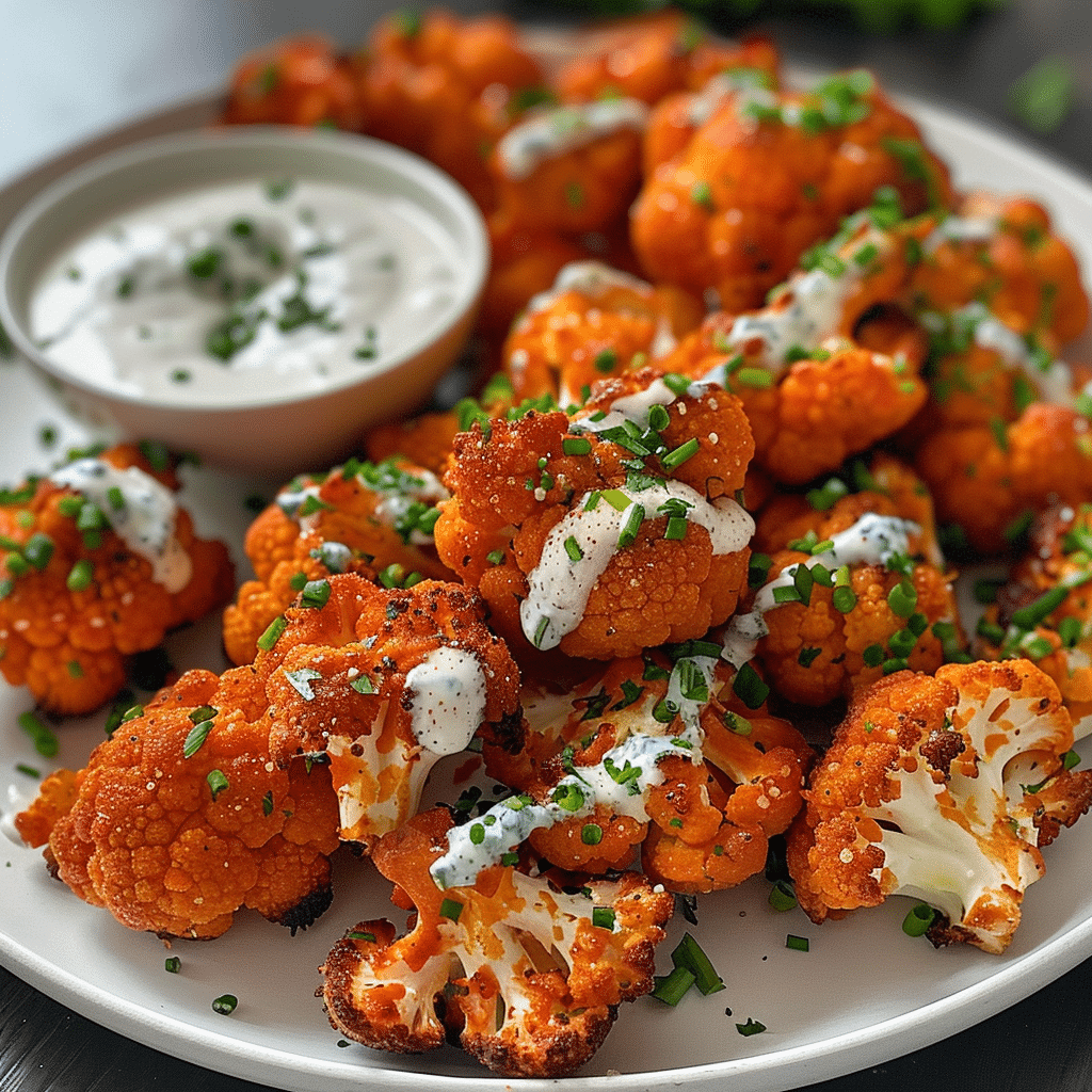 How to make Crispy Buffalo Cauliflower Bites with Blue Cheese Drizzle — key cooking step