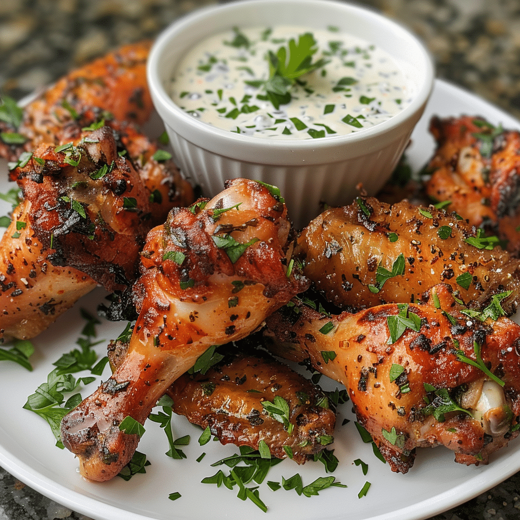 Crispy Garlic Herb Chicken Wings with Spicy Ranch Dip — restaurant-quality recipe photo