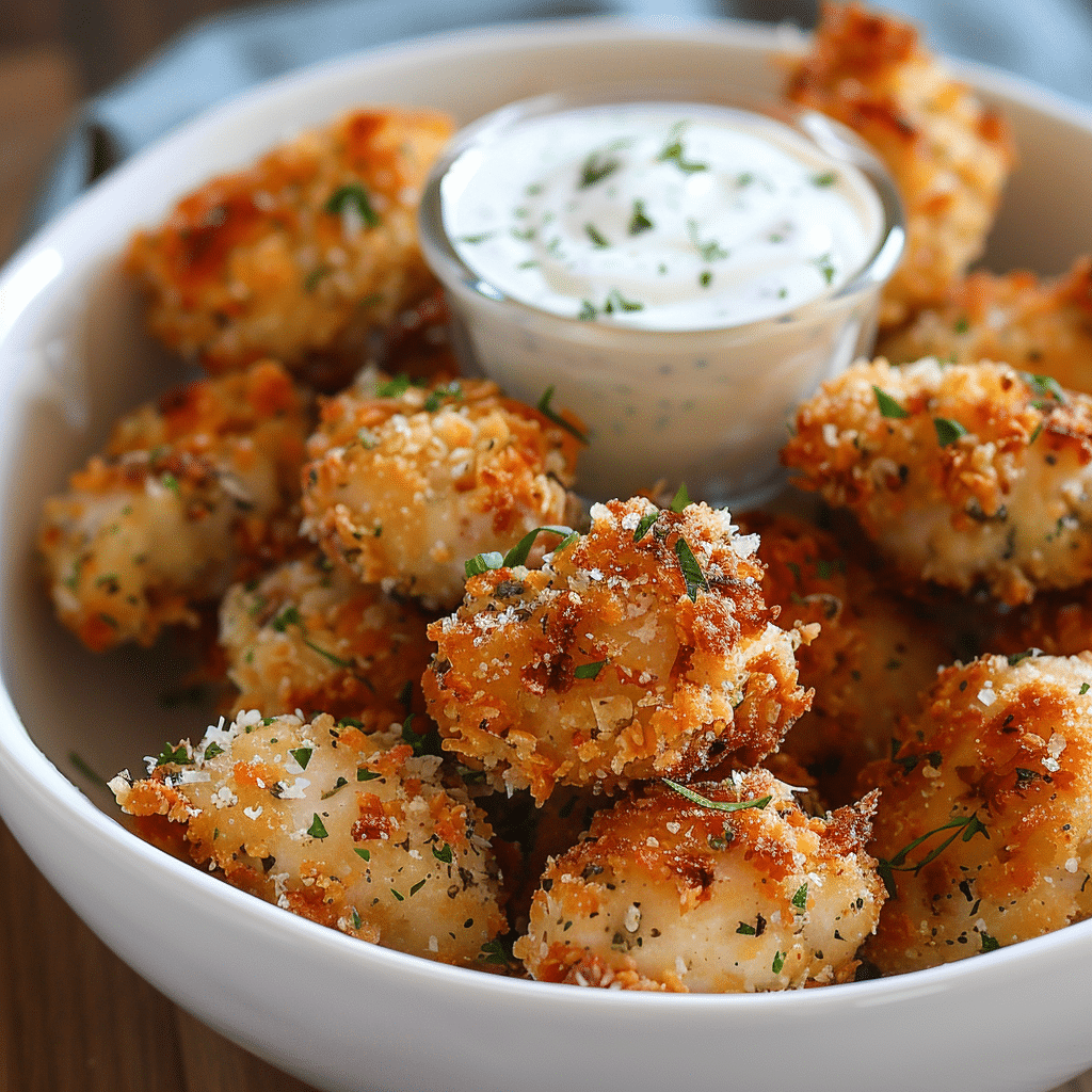 Crispy Garlic Parmesan Chicken Bites with Zesty Ranch Dip β restaurant-quality recipe photo