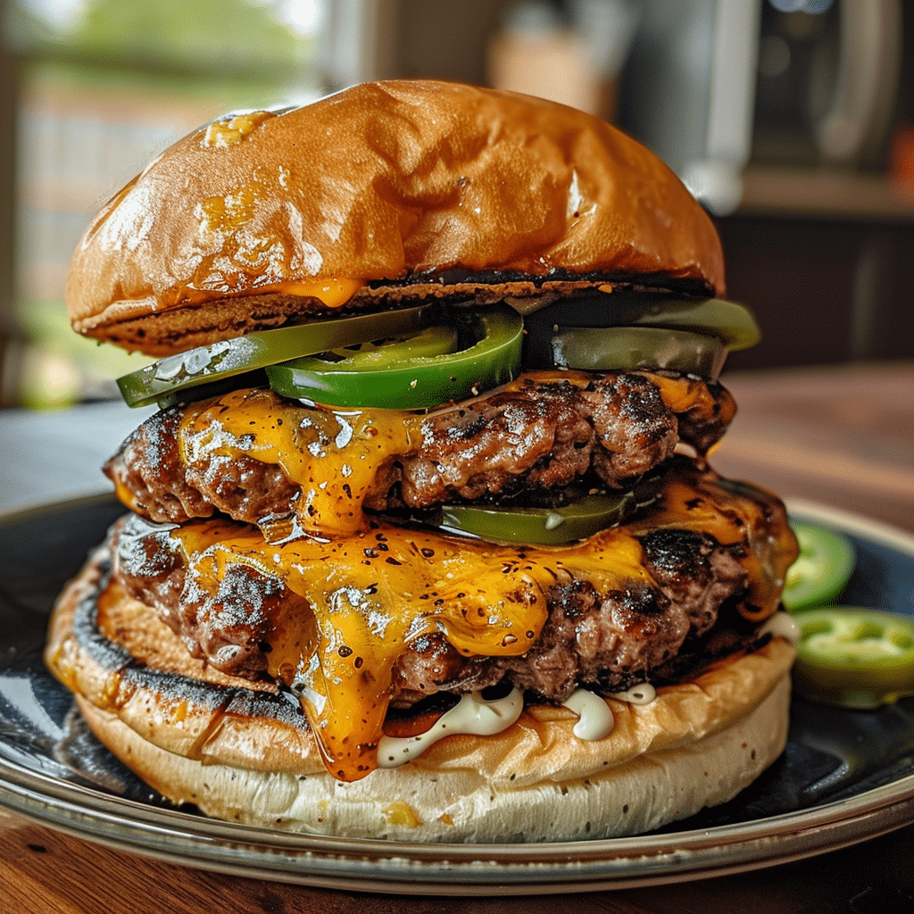 How to make Fiery Jalapeño Popper Burger with Cheddar Surge — key cooking step