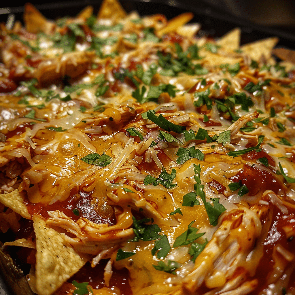 Step-by-step process of making Ghost Pepper BBQ Chicken Nacho Bake, featuring fresh ingredients and cooking techniques.