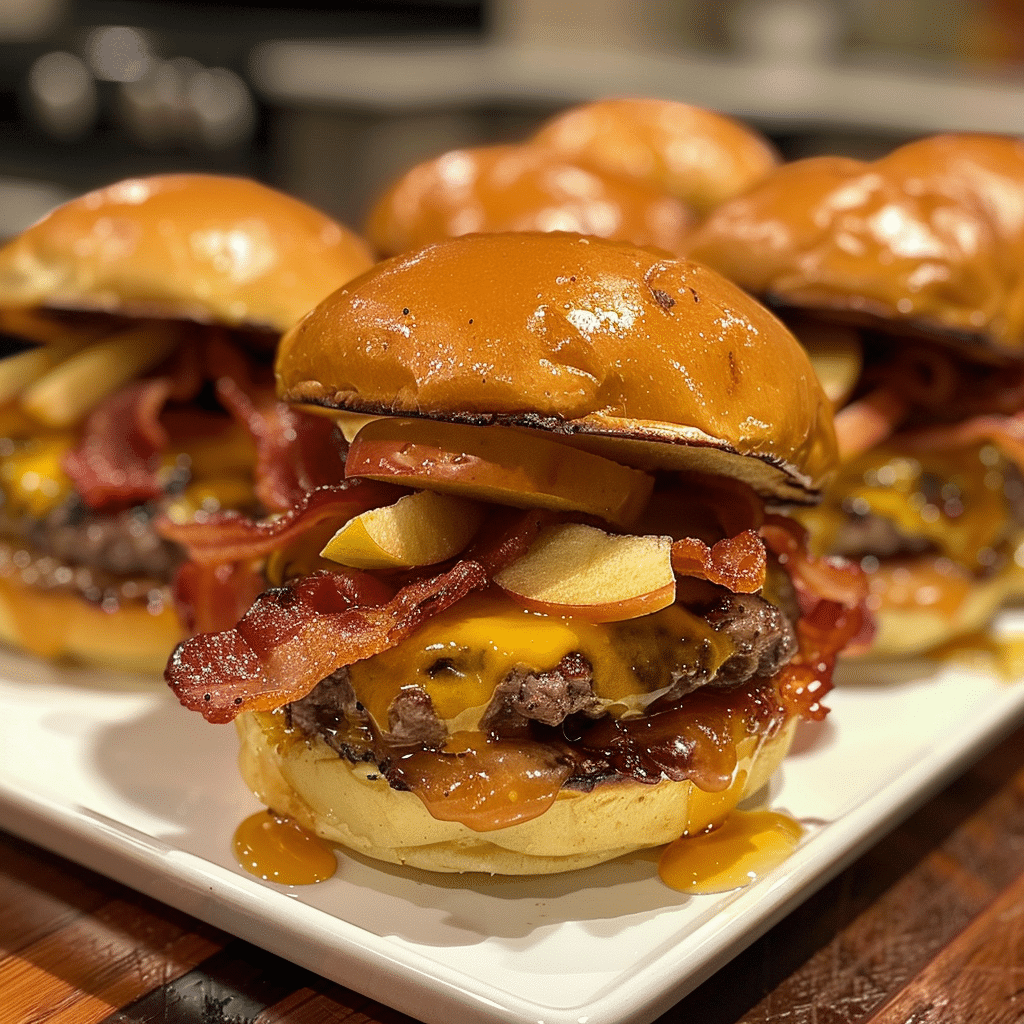 How to make Harvest Apple Cheddar Burger Sliders — key cooking step