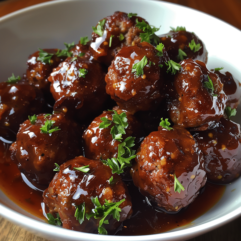 Smoky Bourbon BBQ Meatballs with Spicy Maple Glaze — restaurant-quality recipe photo