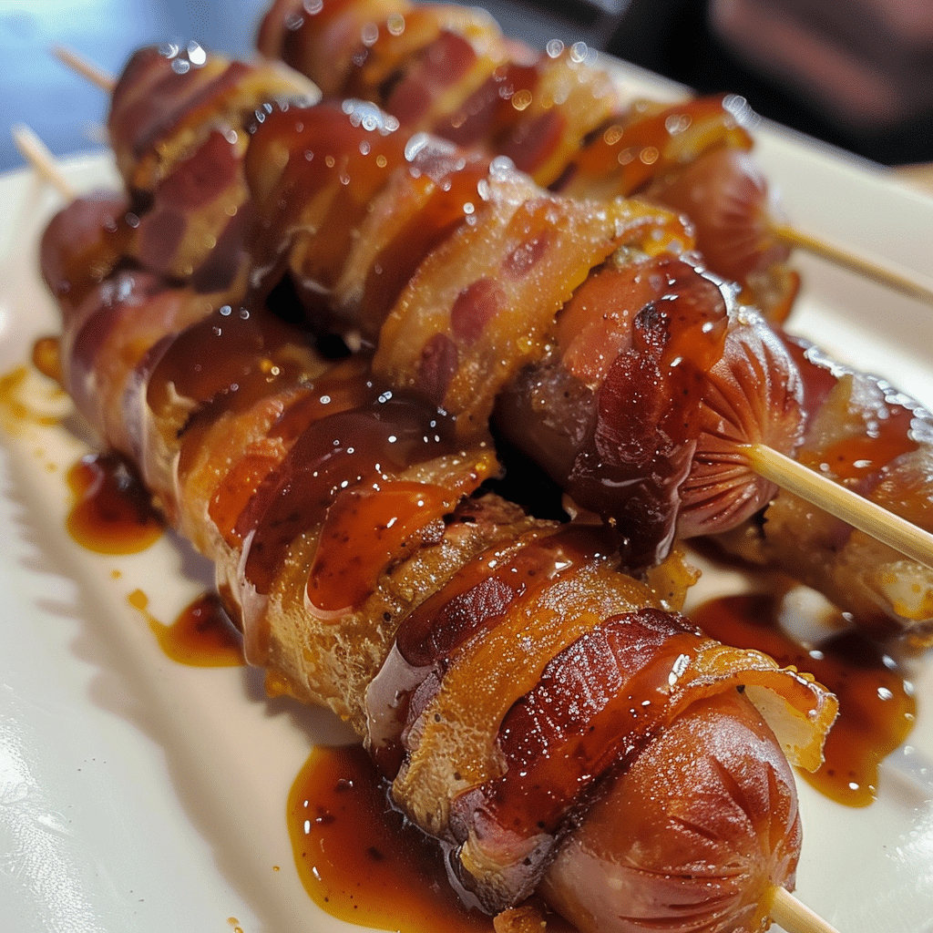 How to make Spicy Chipotle BBQ Bacon-Wrapped Corn Dogs β key cooking step