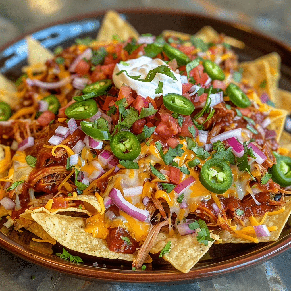 How to make Spicy Chipotle BBQ Pulled Pork Nachos — key cooking step