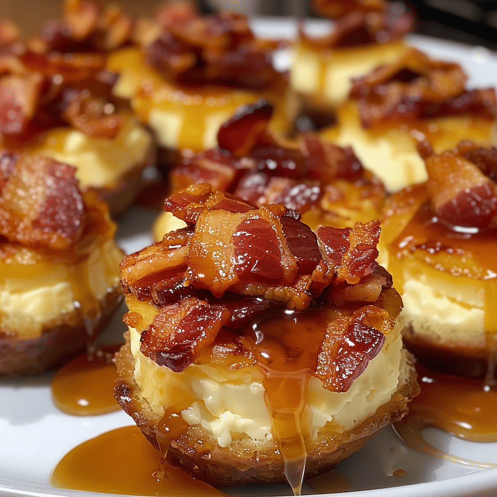 How to make Spicy Maple Bacon Cheesecake Bites with Caramel Drizzle — key cooking step