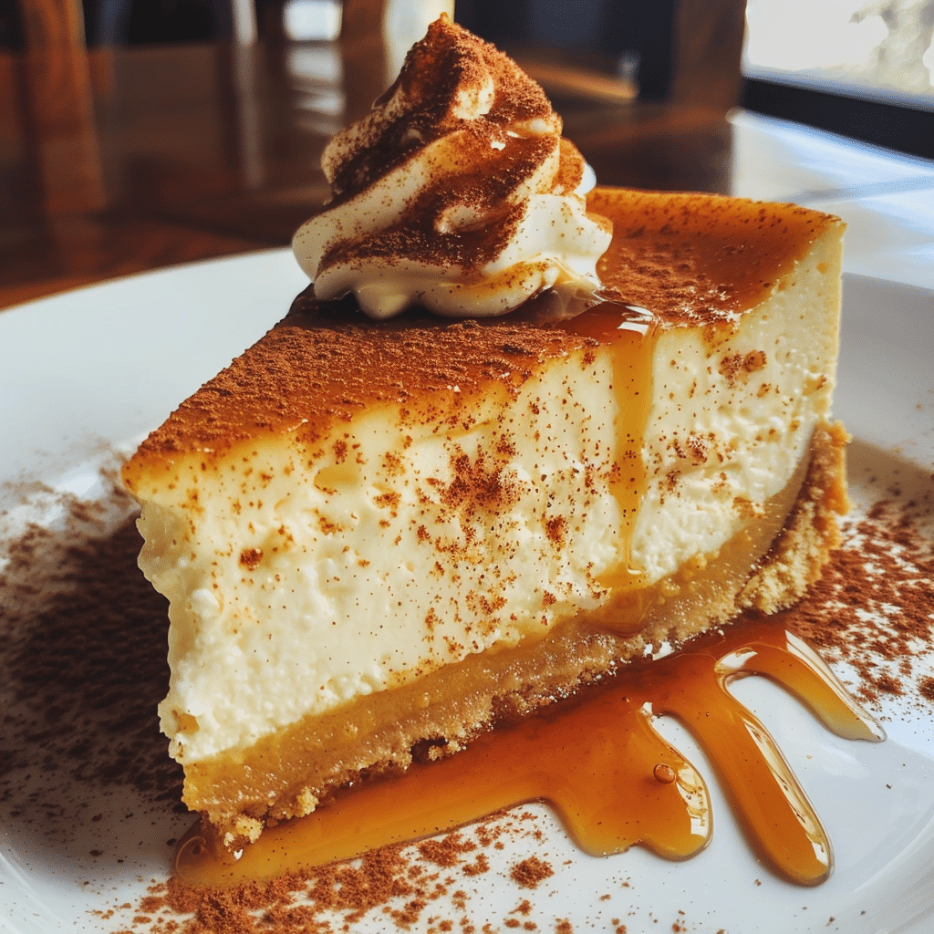 Delicious Spicy Pumpkin Pie Cheesecake with Maple Drizzle