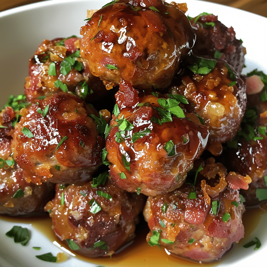 Whiskey-Glazed Maple Bacon Meatballs — restaurant-quality recipe photo