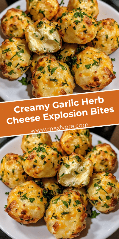 Creamy Garlic Herb Cheese Explosion Bites