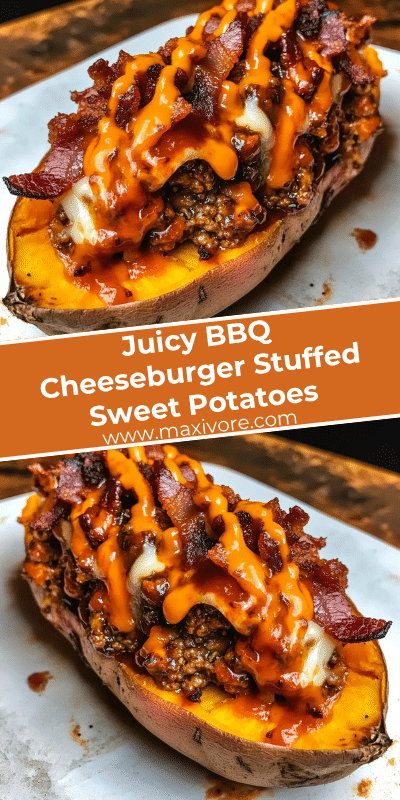 Juicy BBQ Cheeseburger Stuffed Sweet Potatoes