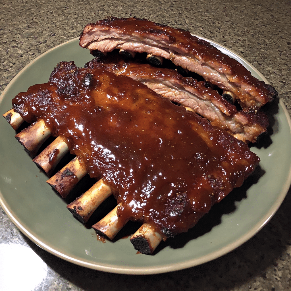 How to make Applewood Smoked BBQ Ribs with Maple Glaze — key cooking step