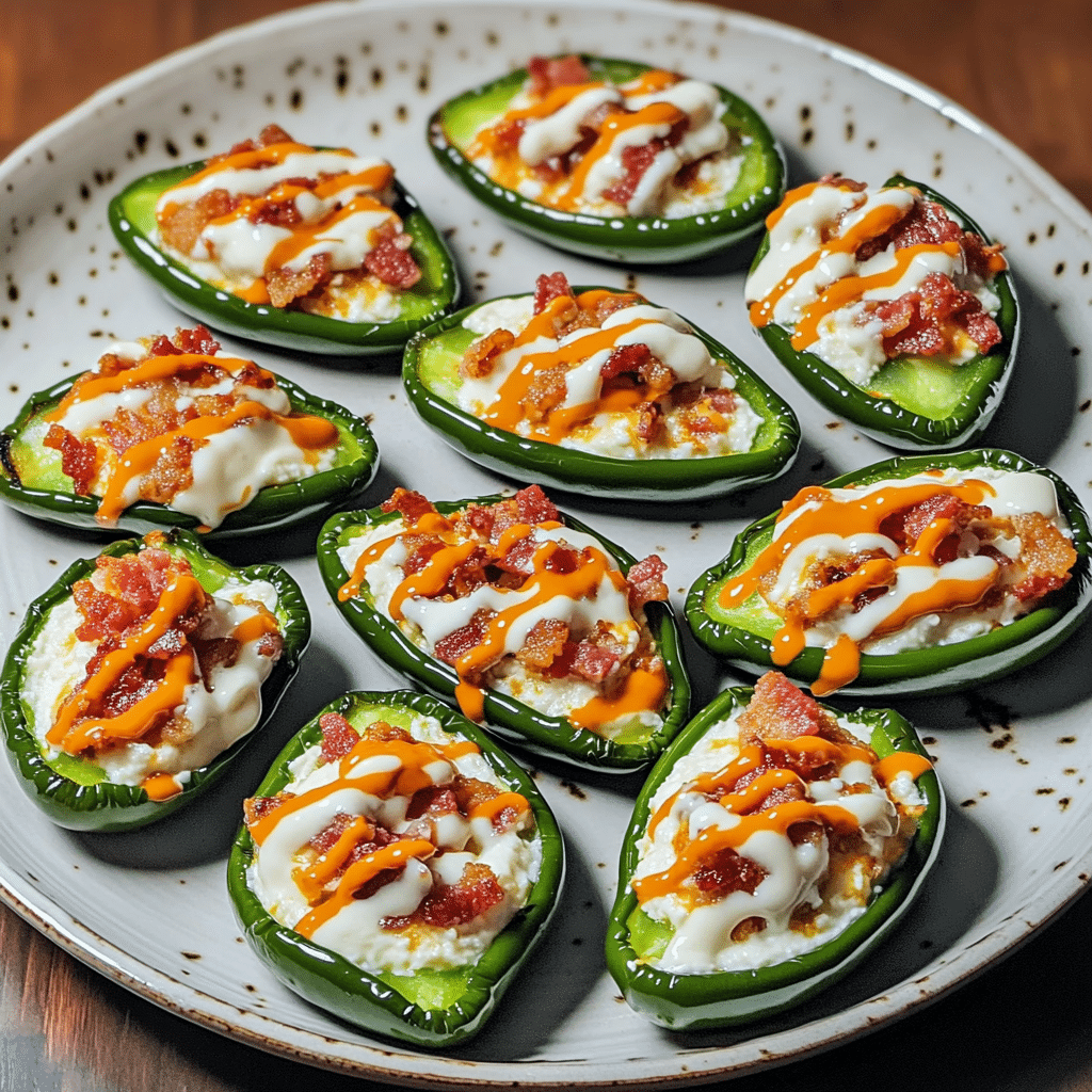 How to make BBQ Bacon Cheddar Stuffed Jalapeños with Ranch Drizzle — key cooking step