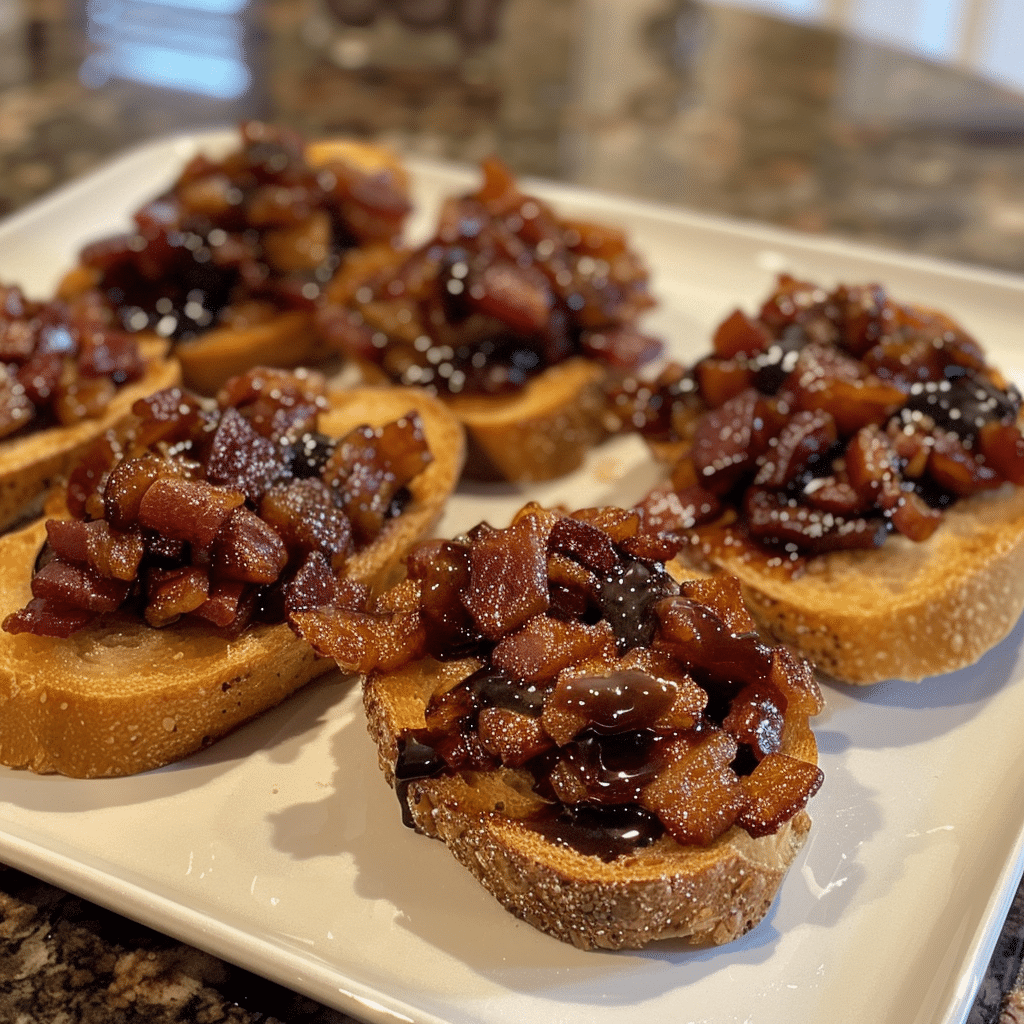 How to make Bourbon-Infused Bacon Jam on Toasted Crostini β key cooking step