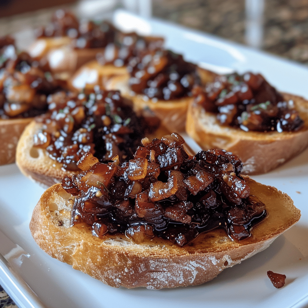 Bourbon-Infused Bacon Jam on Toasted Crostini — restaurant-quality recipe photo