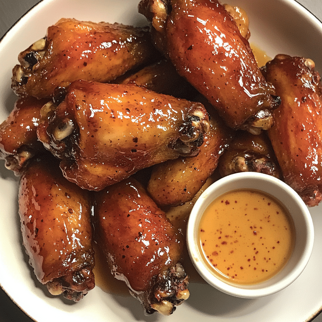 How to make Bourbon Maple Glazed Chicken Wings with Tangy Dipping Sauce — key cooking step