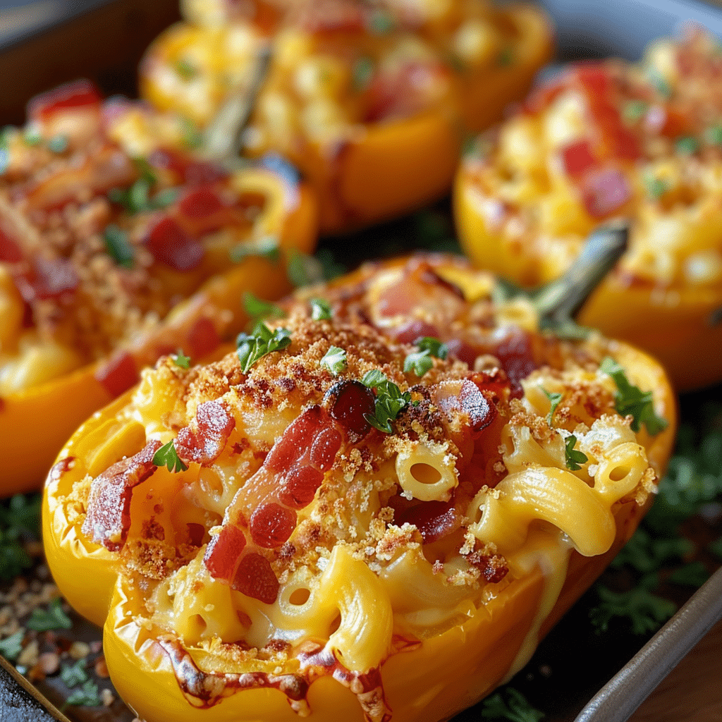How to make Cheesy Bacon Mac 'n' Cheese Stuffed Peppers — key cooking step