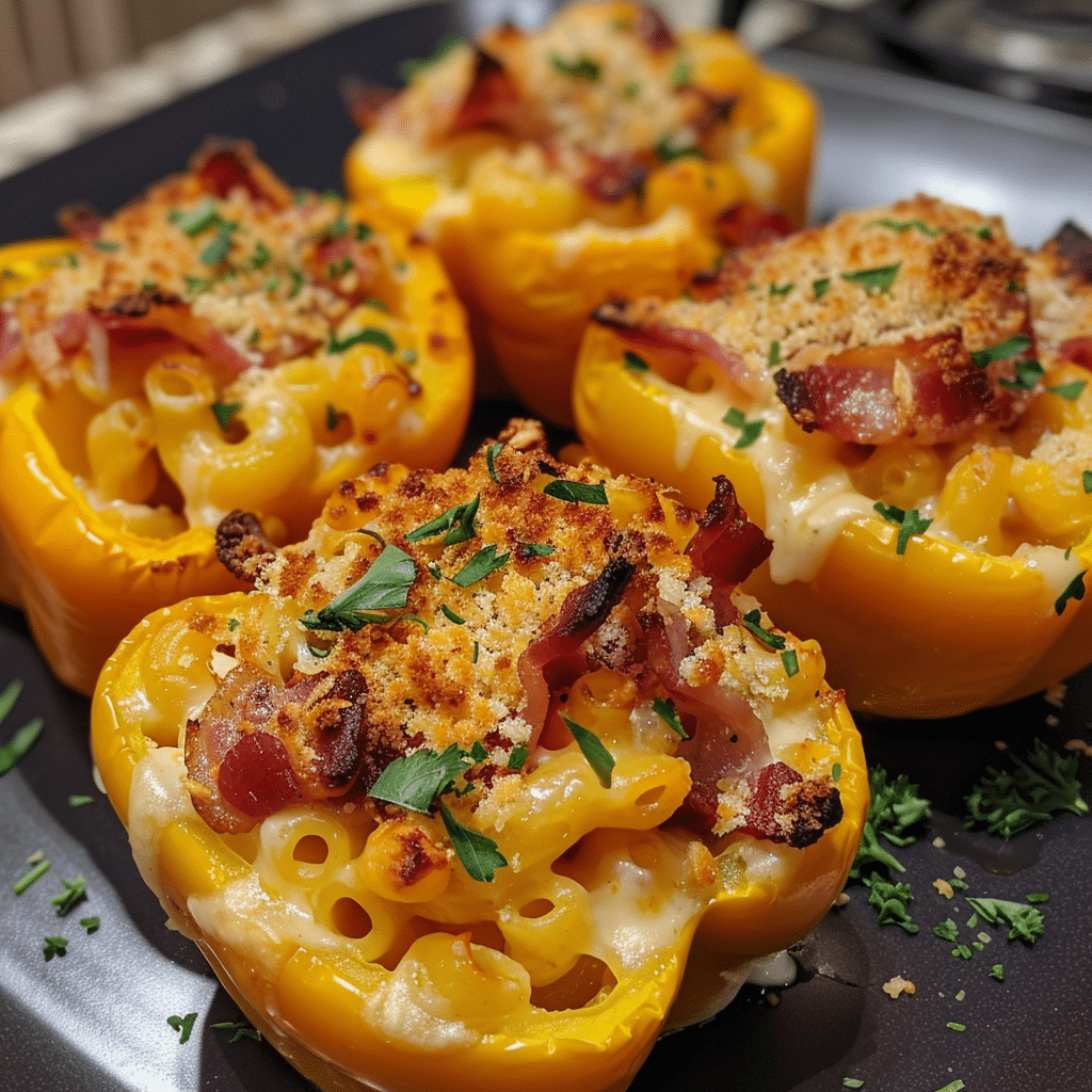 Cheesy Bacon Mac 'n' Cheese Stuffed Peppers — restaurant-quality recipe photo