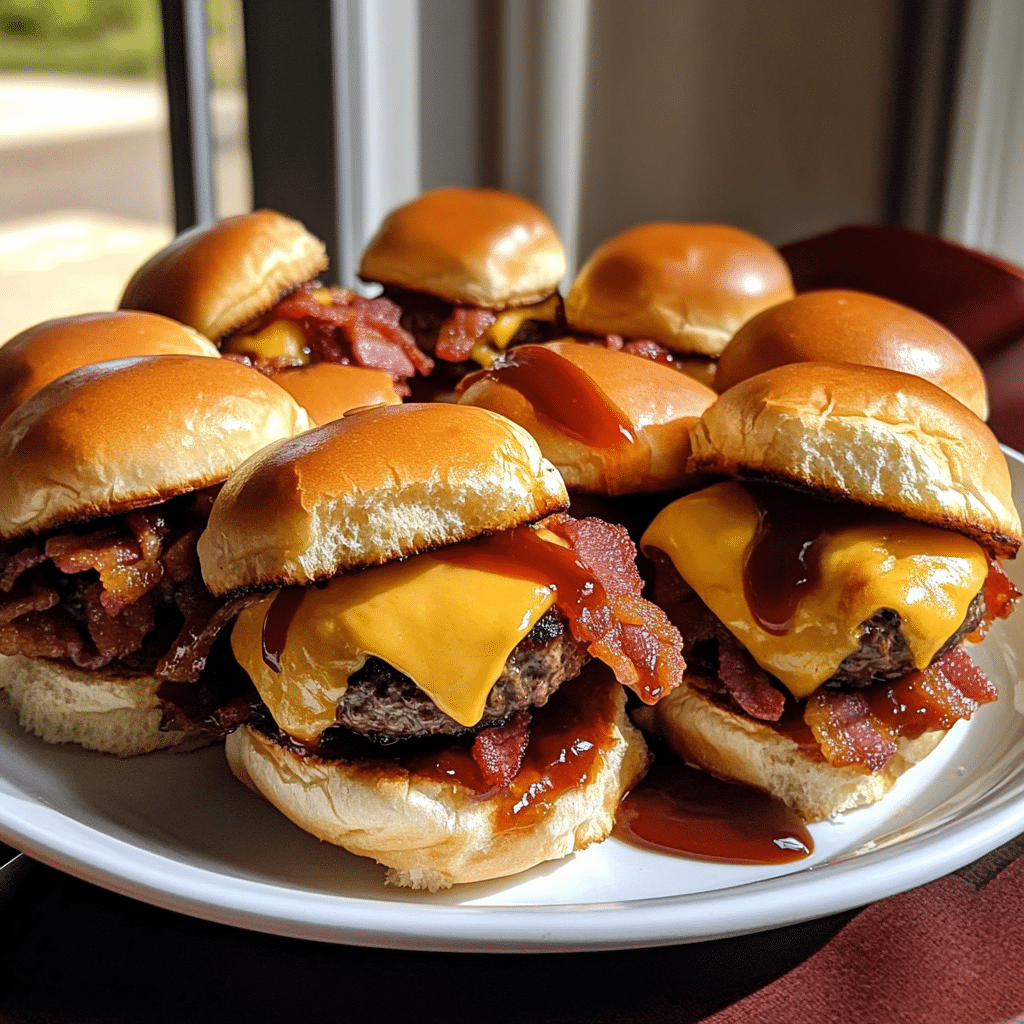 How to make Cheesy BBQ Bacon Burger Sliders with Tangy Sauce — key cooking step