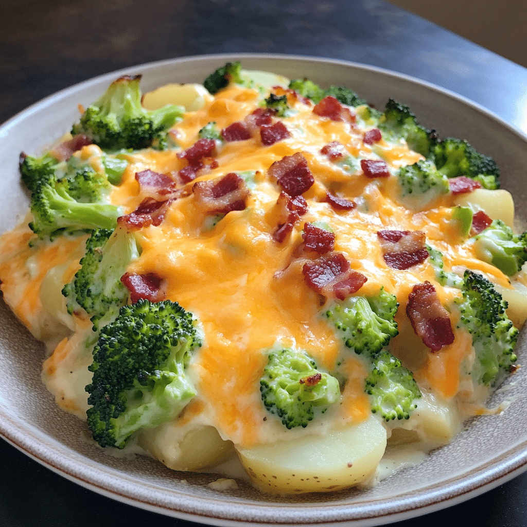 How to make Cheesy Broccoli & Bacon Potato Casserole — key cooking step