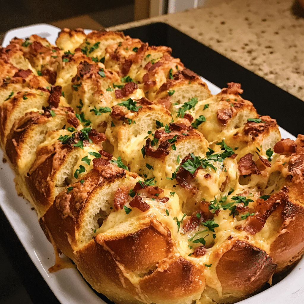 How to make Cheesy Garlic Bacon Pull-Apart Bread for Cozy Gatherings — key cooking step