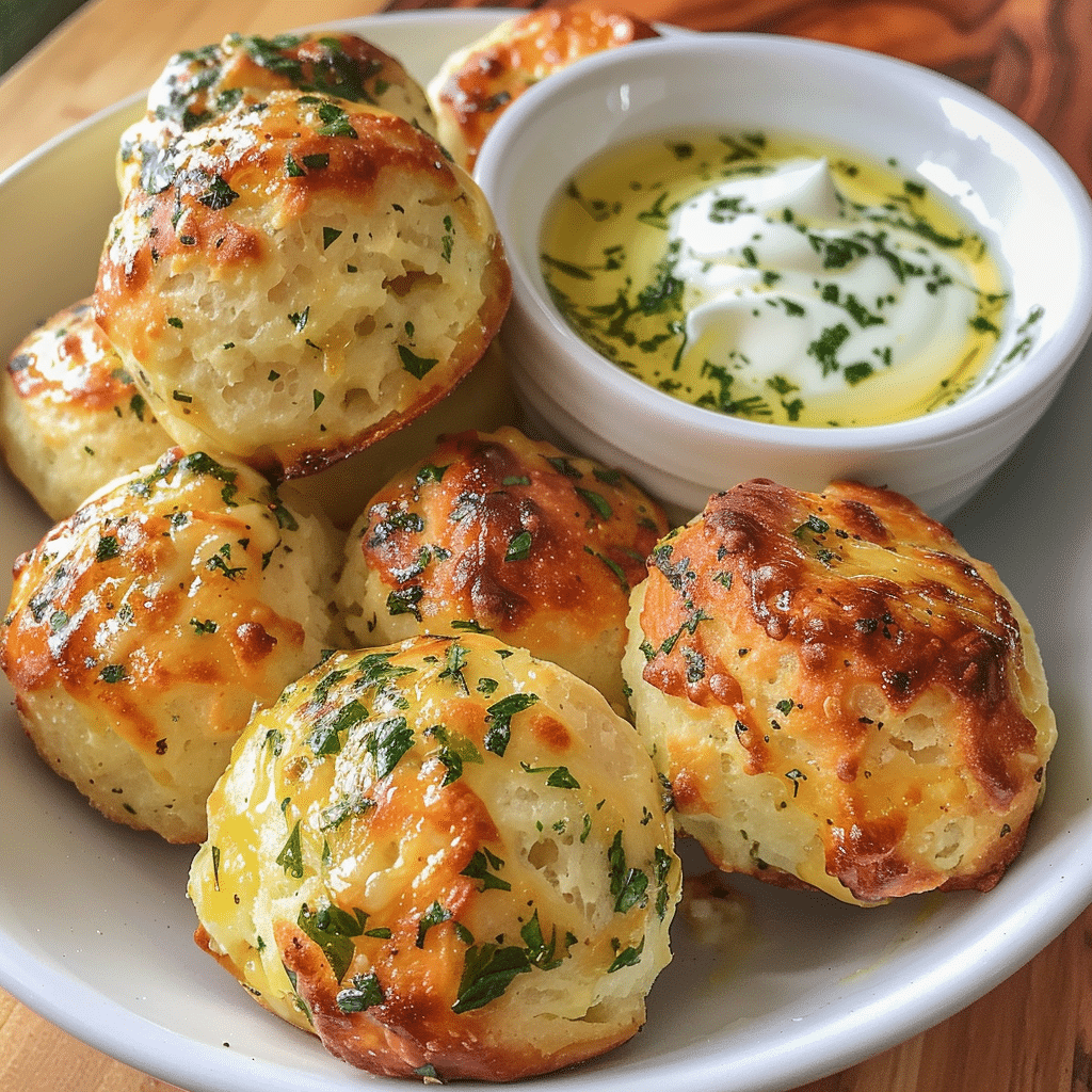Cheesy Garlic Bread Bombs with Spicy Herb Dip — restaurant-quality recipe photo