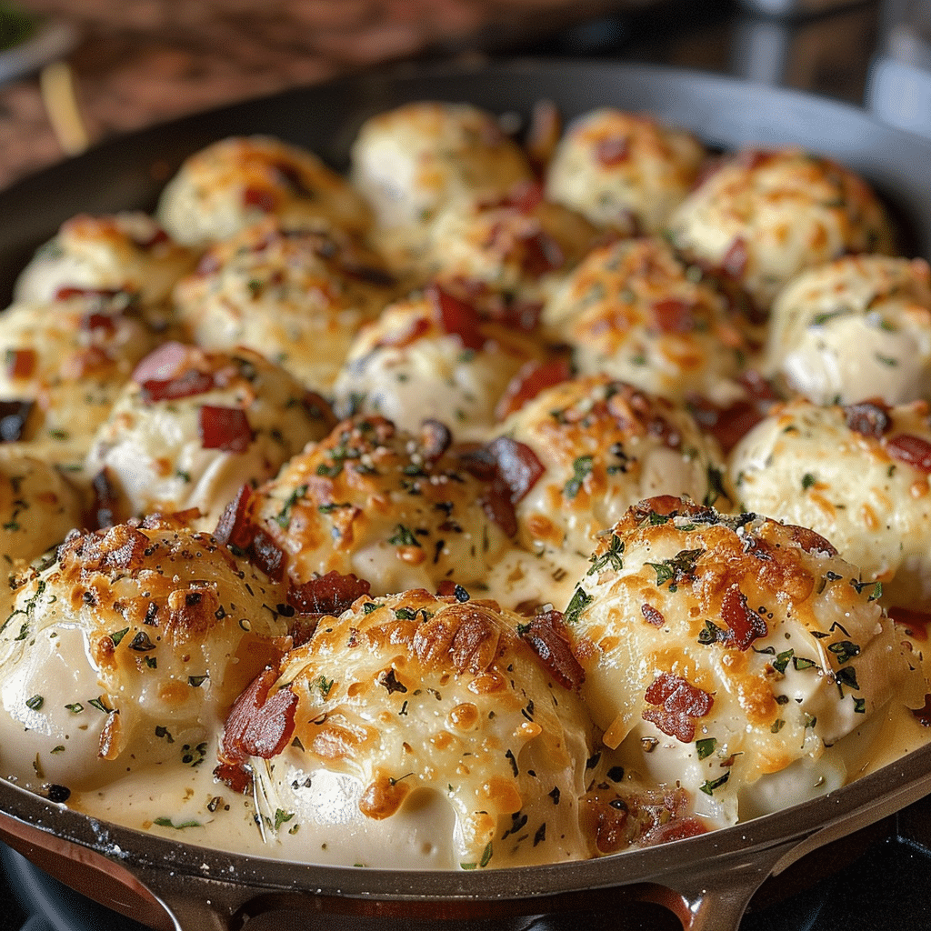 How to make Cheesy Garlic Herb Dip with Bacon Bombs — key cooking step