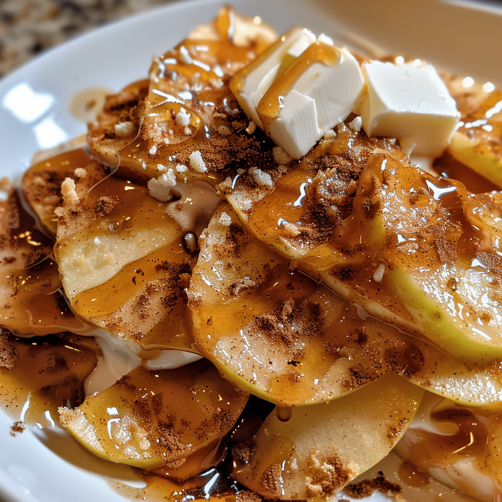 How to make Cinnamon Maple Apple Pie Dessert Nachos — key cooking step