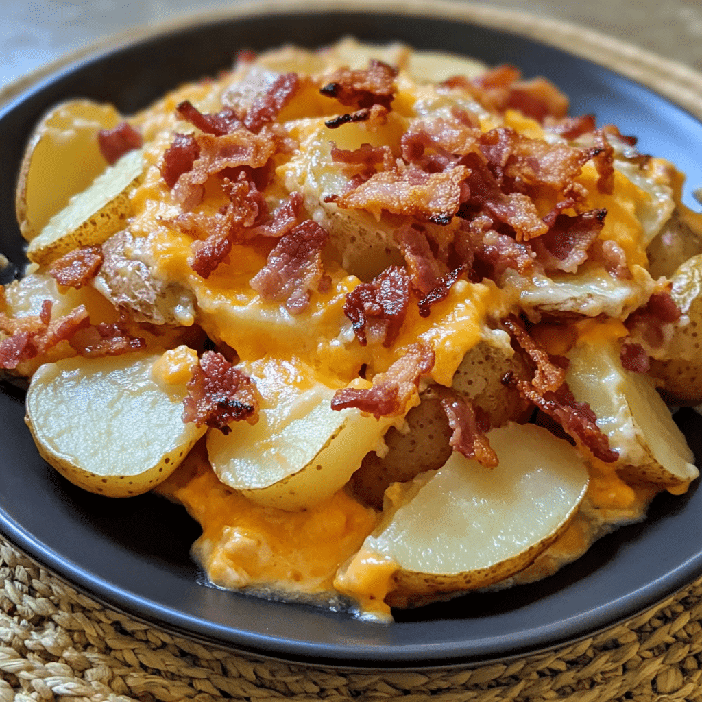 How to make Cozy Cheddar Potato Bake with Crispy Bacon Topping — key cooking step