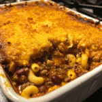 Cozy Chili Mac Casserole with Cheesy Cornbread Topping — restaurant-quality recipe photo