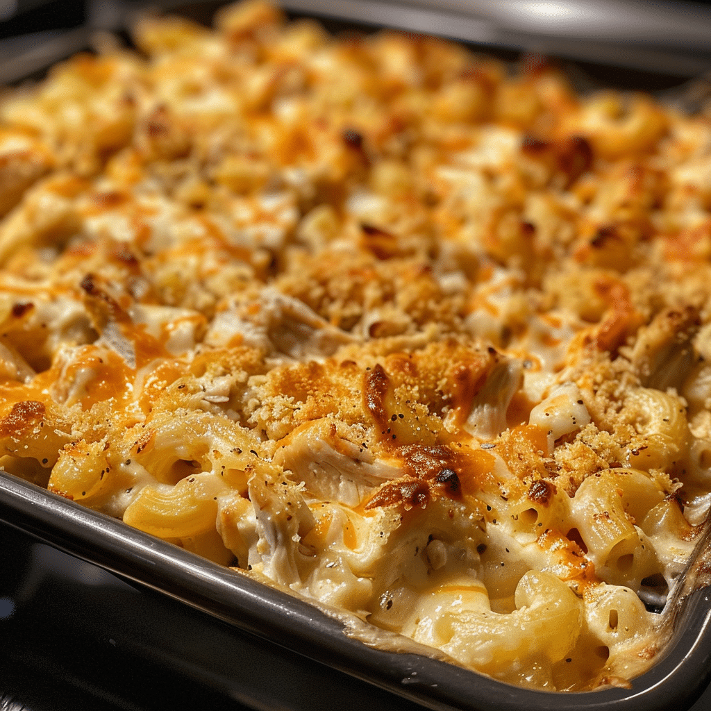 How to make Creamy Buffalo Chicken Mac & Cheese Bake — key cooking step