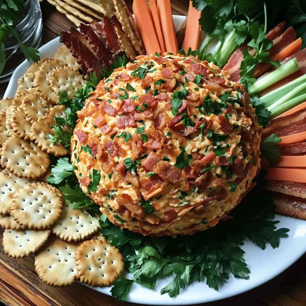 How to make Creamy Cheddar and Herb Cheese Ball with Crispy Bacon — key cooking step