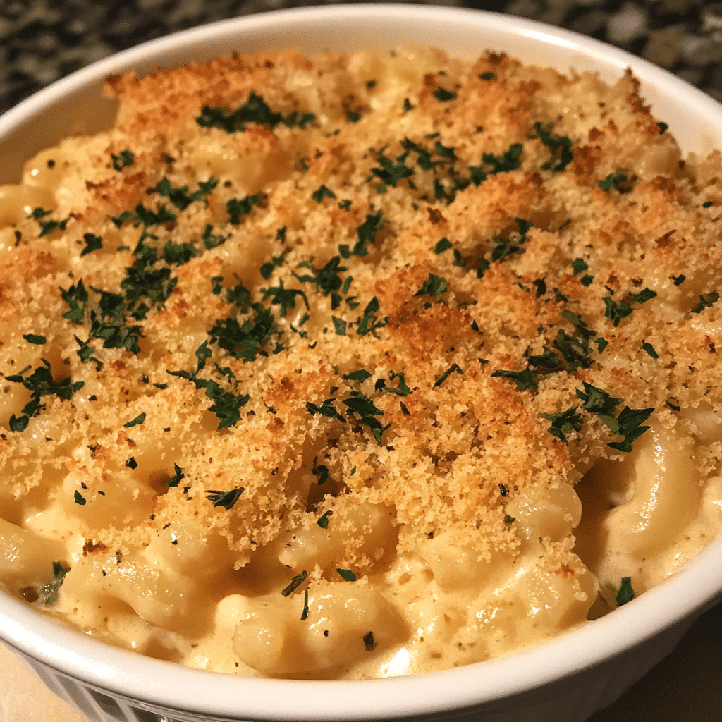 How to make Creamy Garlic Herb Mac and Cheese with Crispy Topping — key cooking step