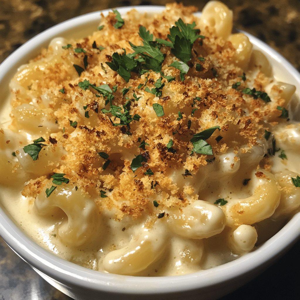 Creamy Garlic Herb Mac and Cheese with Crispy Topping — restaurant-quality recipe photo