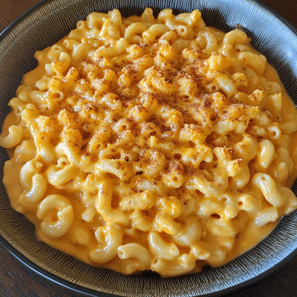 How to make Creamy Harvest Pumpkin Mac & Cheese with Cheddar Crust — key cooking step