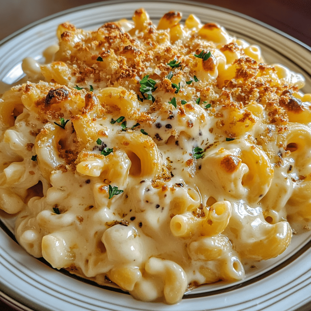 creamy holiday truffle mac and cheese bake