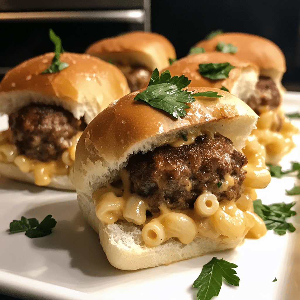How to make Creamy Mac & Cheese Stuffed Meatball Sliders for Family Dinners — key cooking step