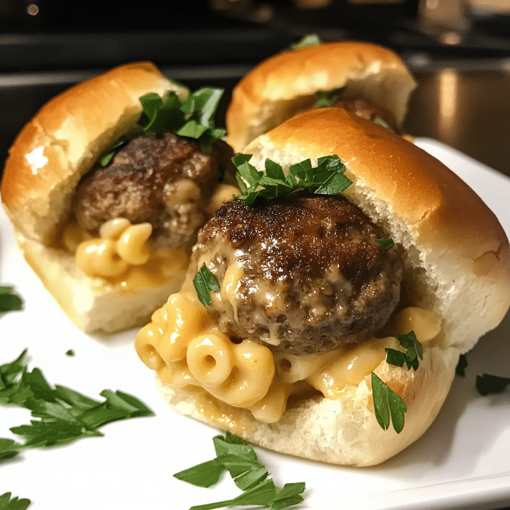 Creamy Mac & Cheese Stuffed Meatball Sliders for Family Dinners — restaurant-quality recipe photo