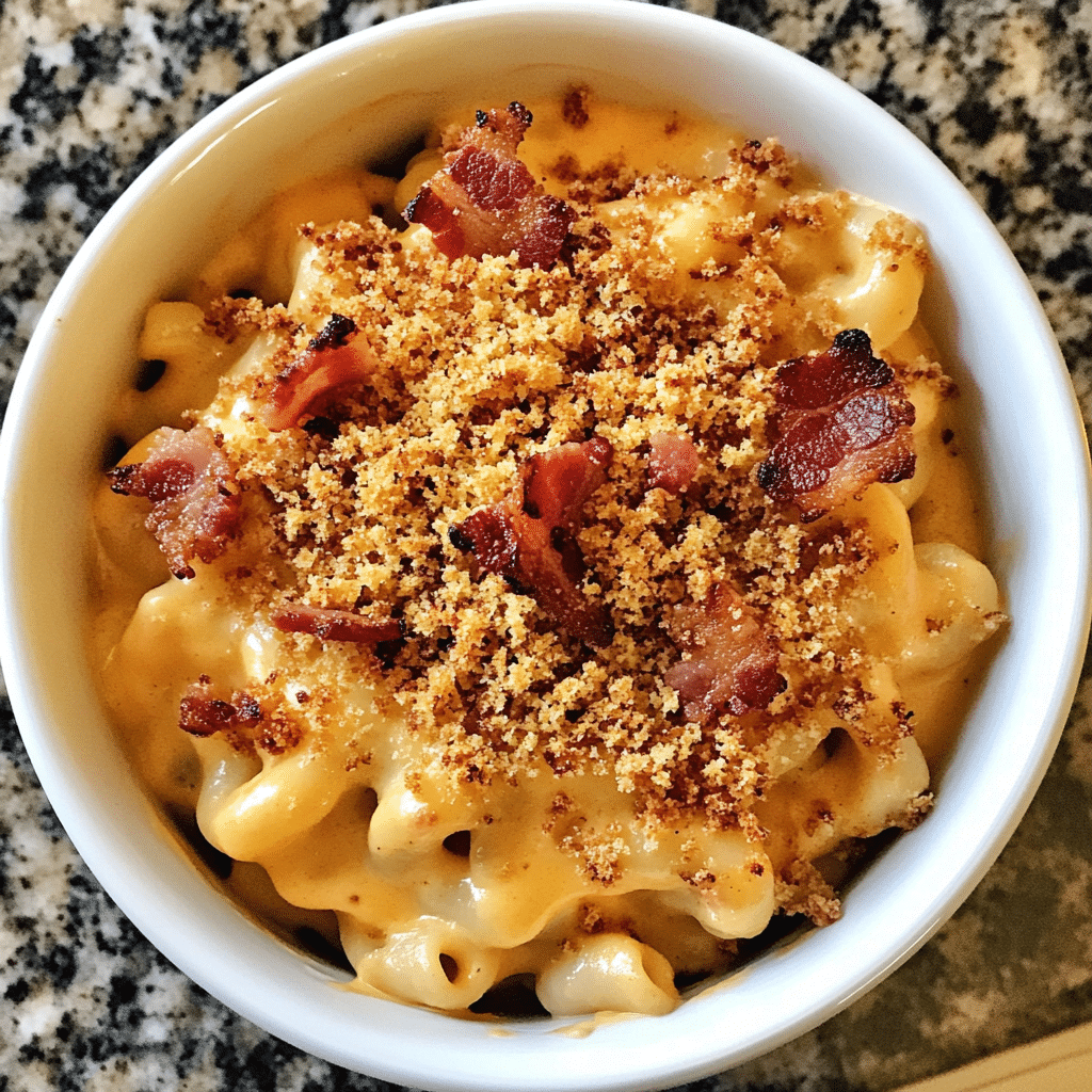 How to make Creamy Pumpkin Spice Mac & Cheese with Crispy Bacon Crumble — key cooking step