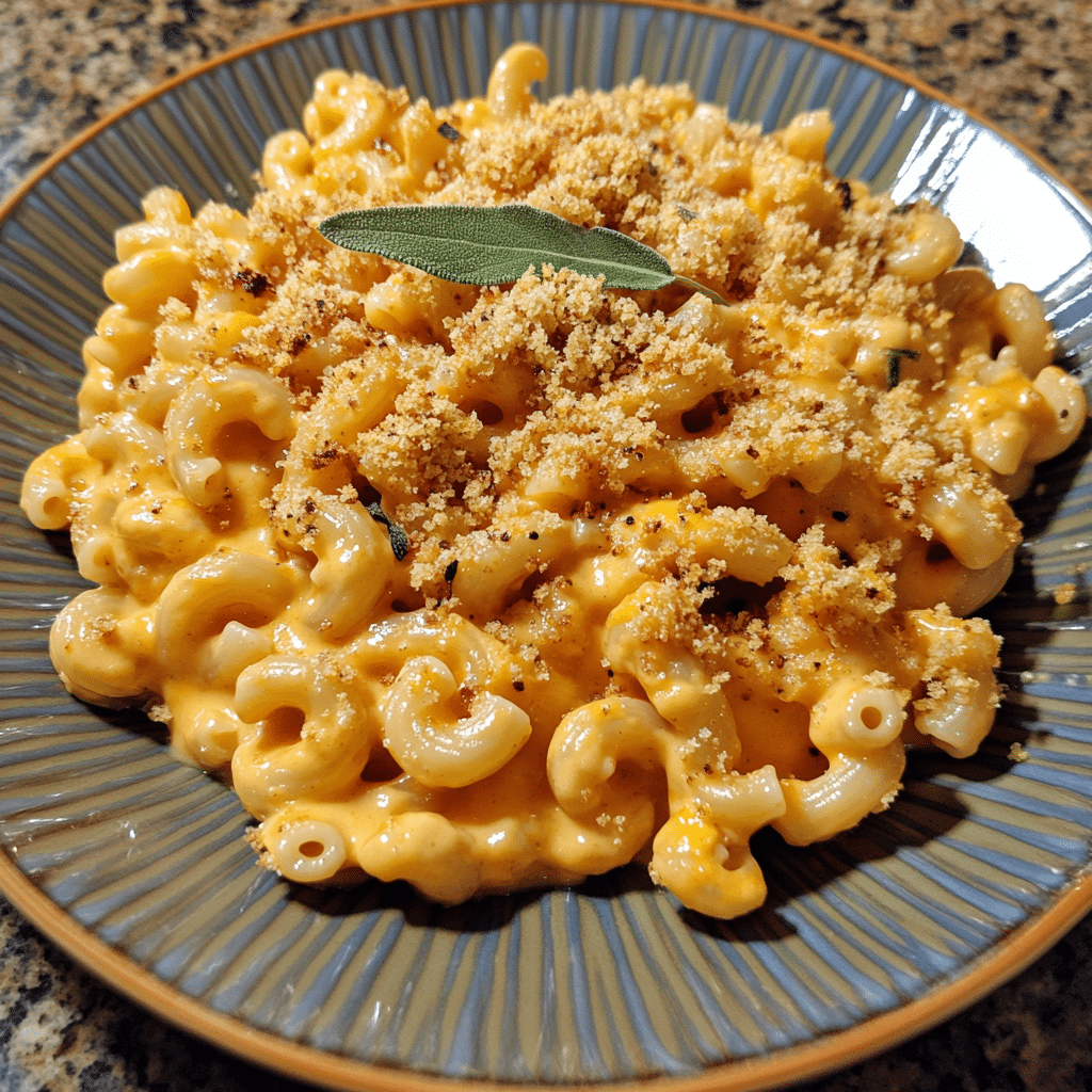 How to make Creamy Pumpkin Spice Mac & Cheese with Savory Sage Crumble — key cooking step