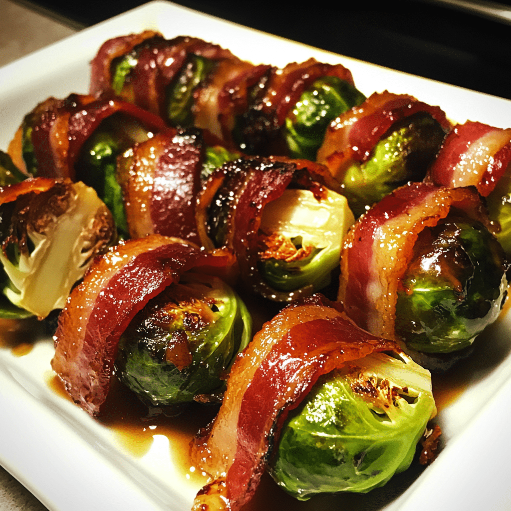How to make Crispy Bacon-Wrapped Maple Glazed Brussels Sprouts for Holiday Parties — key cooking step