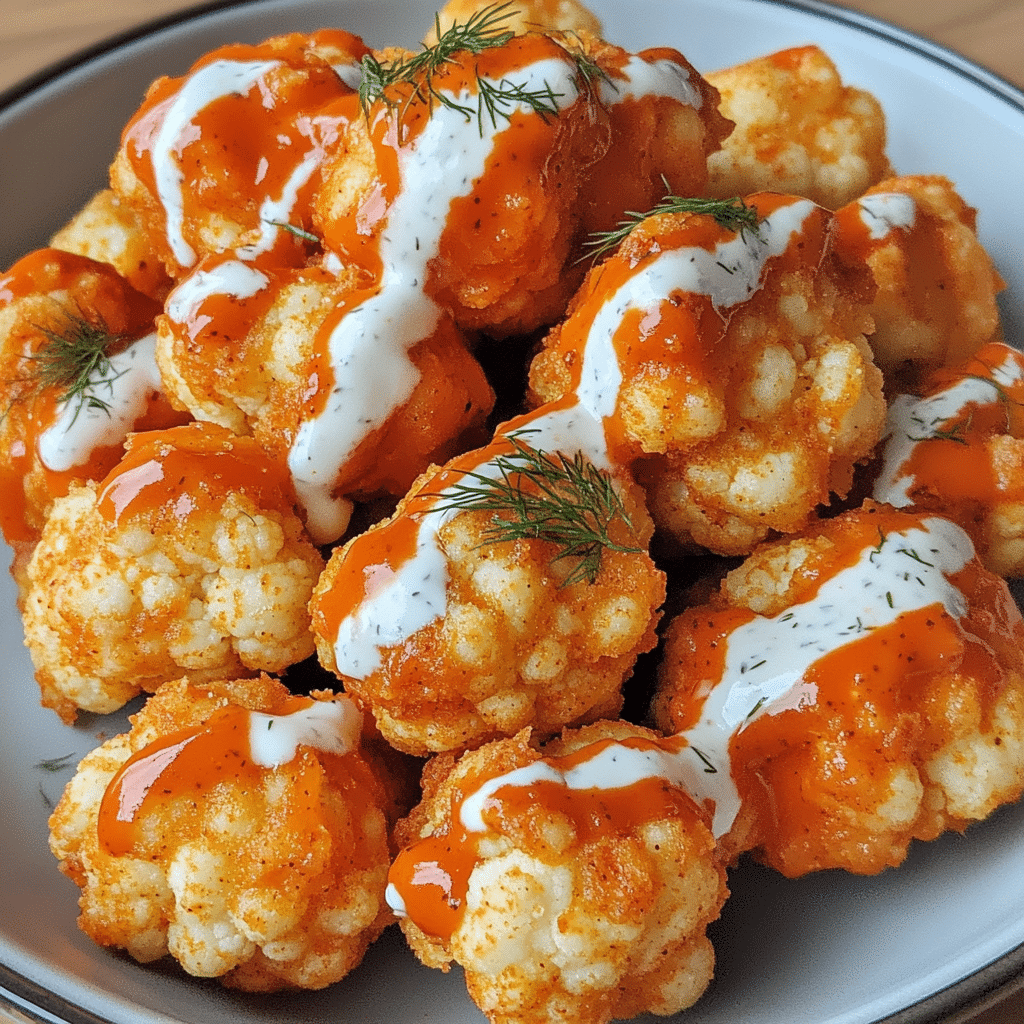 How to make Crispy Buffalo Cauliflower Bites with Ranch Drizzle for Playoff Snacks — key cooking step